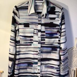 Calvin Klein 2 pocket Button up Blouse Multi Color Size S